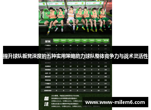 提升球队板凳深度的五种实用策略助力球队整体竞争力与战术灵活性