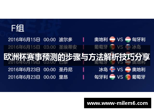 欧洲杯赛事预测的步骤与方法解析技巧分享