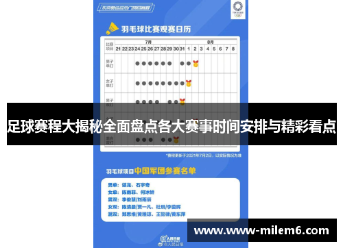 足球赛程大揭秘全面盘点各大赛事时间安排与精彩看点